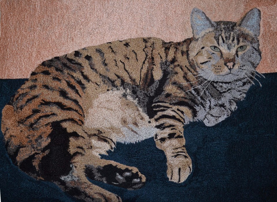 Jan Holzbauer, thread painting of Bruiser, the cat
